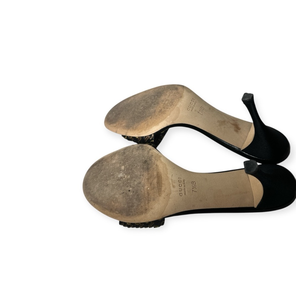 Gucci women’s horsebit accent satin slip on mule heels size 7.5 - Picture 10 of 11